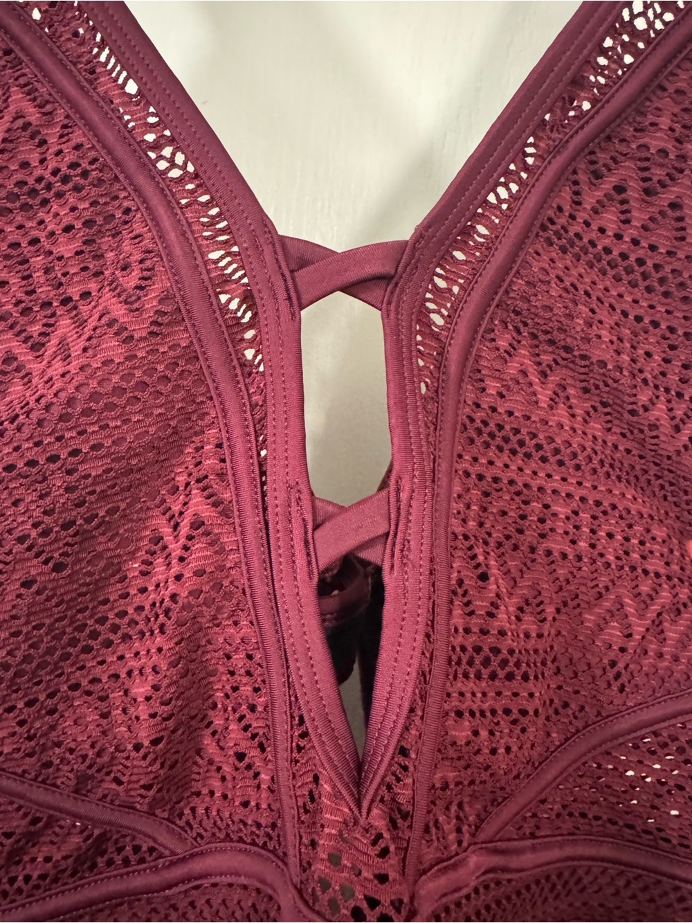 Lace One-Piece Swimsuit in Deep Burgundy - Picture 4 of 11